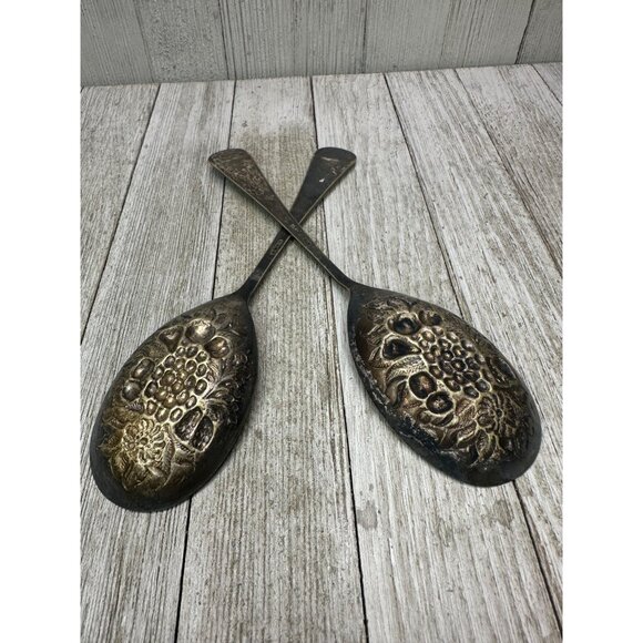 Vintage EPNS Victorian Spoons Antique Silver Plated Flatware 8" Long - Set of 2 - Picture 2 of 6